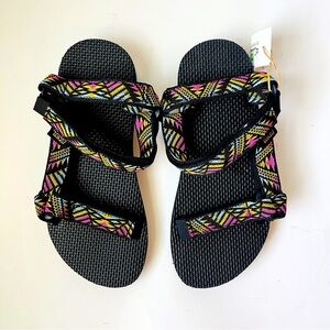 Teva Girls Black and Rainbow Sandals